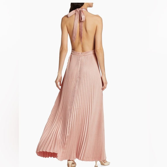 L'IDÉE Renaissance Pleated Open Back Halter Gown - Picture 4 of 11